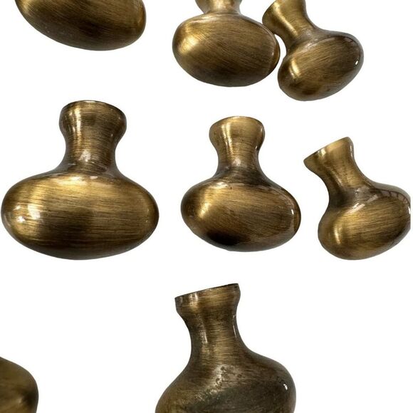 Oval Brass Metal Drawer Pulls Cabinet Knobs Handles Heavy Set of 10 1.25" Wide - Picture 7 of 12